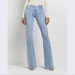 River Island Blue Low Rise Flare Jeans - Worn Once